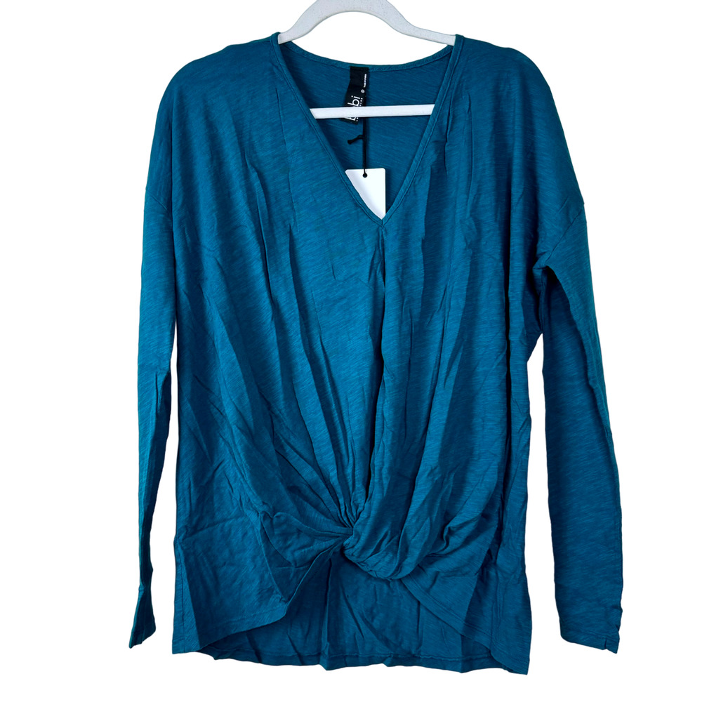 Bobi Mystic Blue V-Neck Knot Front Top NWT Size Small